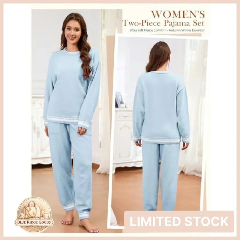 Fleece Pajama Set Cozy Fuzzy Lounge Wear Long Sleeve Two Piece Sleepwear